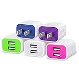Frerush [5-Pack] 2A 5V 2 USB Port Colorful Wall Travel Home Charger Plug Power Adapter for iPhone Se 6, iPad, Htc Nexus,Blackberry, Bluetooth Speaker Headset