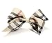 Girliber Checkered Handmade Hair Bow, Hair Elastic, Hair Barrette, Pink Beige Blue Hair Bow (alligator clip, Brown)