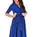 Mother Bee Maternity Knee Length Wrap Dress with Adjustable Belt Royal