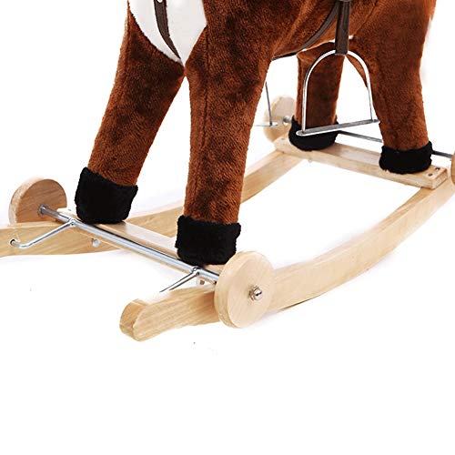 image for ZFF Roller Rocking Horse,Wooden Handmade Plush Rocker Chair with Music