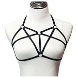 Jelinda Women Harness Elastic Cupless Cage Bra Hollow Out Strappy Crop Top