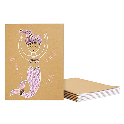 6 Pack Kraft Blank Page Notebook, Bulk Journals for Kids, 24 Sheets