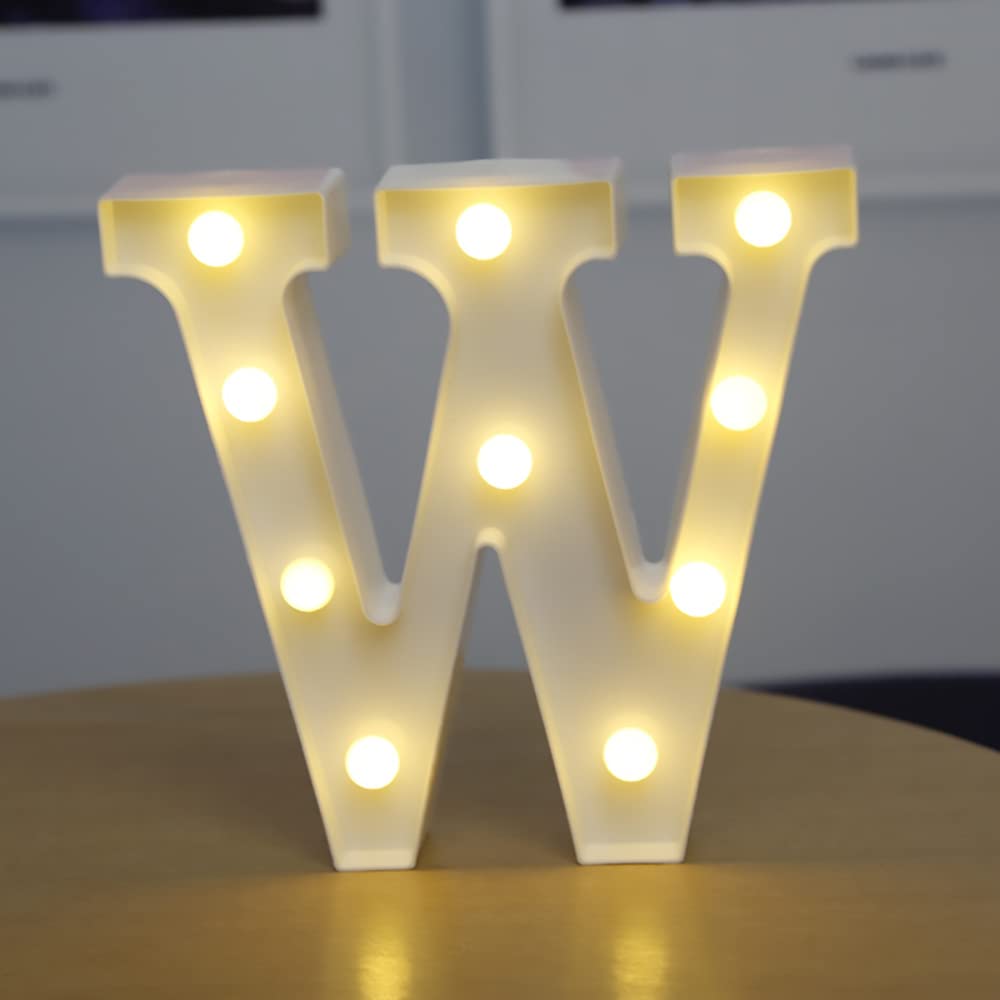 Tiardey letter lights LED symbol shape, Alphabet Plastic Marquee Table Lamps, Lighting up Words, Birthday Wedding Party Everyday Home Wall Hanging Decor-W
