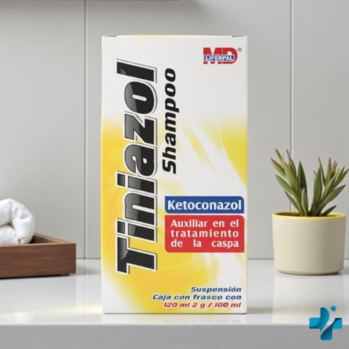 Tiniazol Ketoconazol Shampoo 2 g / 100 Botella con 120 mL Shampoo para la Caspa Seborrea Alopecia Dermatológico MD Liferpal Laboratorios Pack (1)