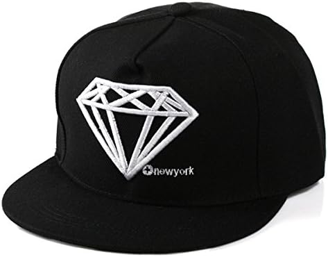 JOOWEN Embroidery Diamond Hip-hop Cap Newyork Letter lat cap Baseball Cap for Men and Women (Black) Apparel