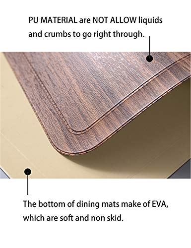 Alpiriral Dining Placemats Set of 4 Heat Resistant Placemats Easy to Wipe Off Scrub Vinyl Placemats Washable Table Mats Protect A Table from Messes & with A Nice Looking in Brown - Thumbnail 3