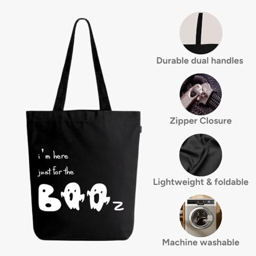 Eco Right Canvas Tote Bags for Women with Zip, College Bag for Girls, 100% Organic Cotton Tote Bag for Shopping, Travel & beach bags for women (That's the spirit!) 4