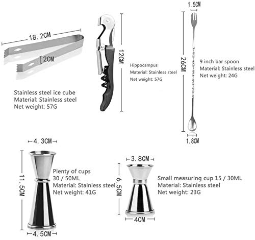 LKNJLL Bar Set, 20-teilig Edelstahl Cocktail Shaker Bar Werkzeuge, mit drehendem Ausstellungsstand und Rezepte Booklet… – Bild 7