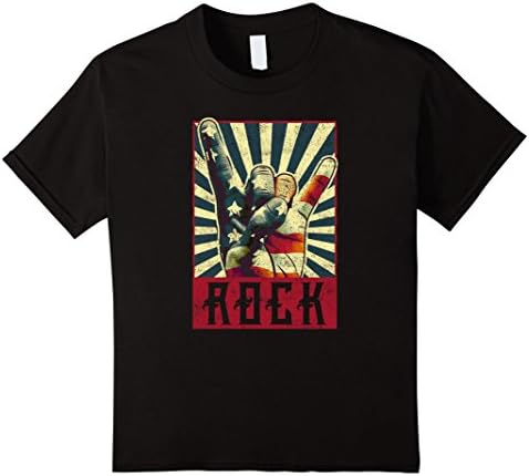 Kids Vintage Rock Shirt Concert Band Poster 70s 80s Retro Horns 10 Black