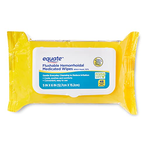 Equate Flushable Hemorrhoidal Medicated Wipes, 48 count, with Witch
