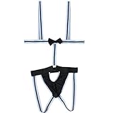 TIAOBU US Mens Borat Mankini Costume Swimsuit Thong Underwear Black
