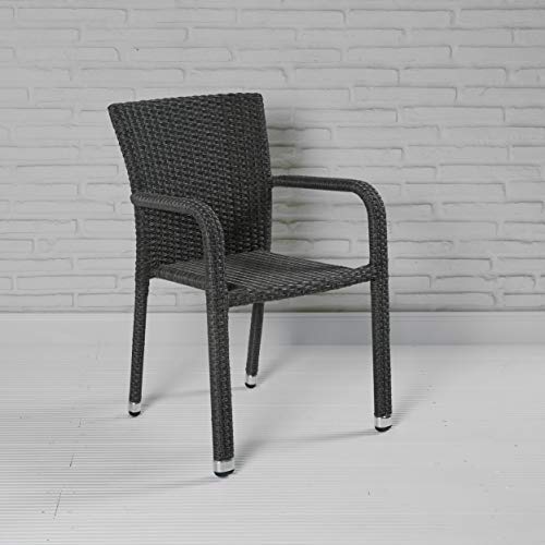 8er Set stapelbarer Gartenstuhl aus der Möbelserie Barcelona in grau mit Armlehnen exkl. Auflage für Garten, Terrasse… – Bild 4