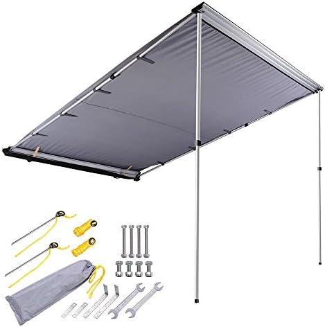 AMPERSAND SHOPS 6-3/5' x 8-1/5' Retractable Portable Camping SUV Vehicle Automobile Sun Shade Shelter Side Awning Attachment 54 sq. ft.