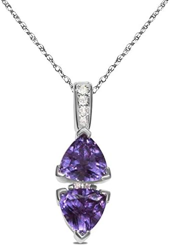 .06cttw with Double Created Alexandrite Pendant in 10k White Gold with Complimentary 18 Chain