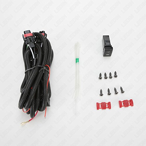 LEDIN for 2012-2014 Toyota Yaris Hatchback Fog Light Kit Set with Bezel Switch Wire Harness Bulbs
