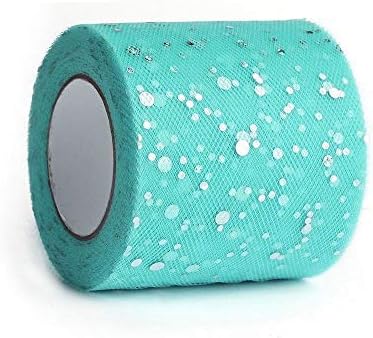 2Pcs Glitter Tulle Roll Spool,6.3cm X 25Yards Tutu Material Sparkling Tulle Ribbon Roll for DIY Craft,Gift Wrapping,Decoration,Clothes (Green)