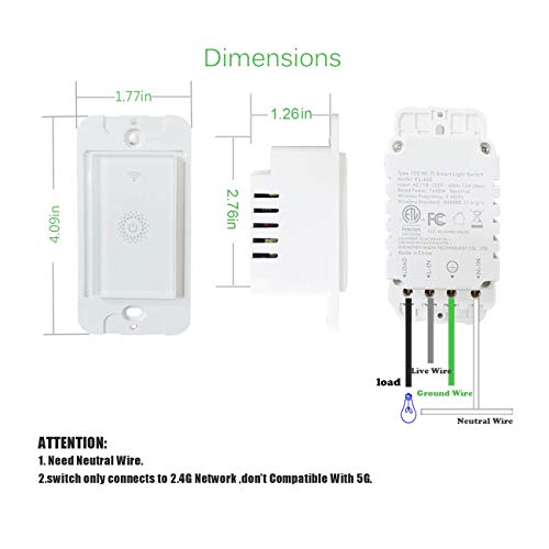 image for KKCOOL Wifi Smart Light Switch,Work with Alexa,Google Home, Wireless c
