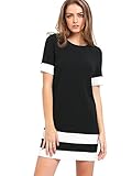 SheIn Women's Patchwork Short Sleeve Shift Tunic Dress