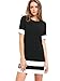 SheIn Women's Patchwork Short Sleeve Shift Tunic Dress Black Large