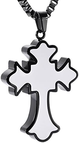 Cross Cremation Necklace for Ashes Stainless Steel Pendant Locket Keepsake Memorial Urn Jewelry for Ashes fit Men Women