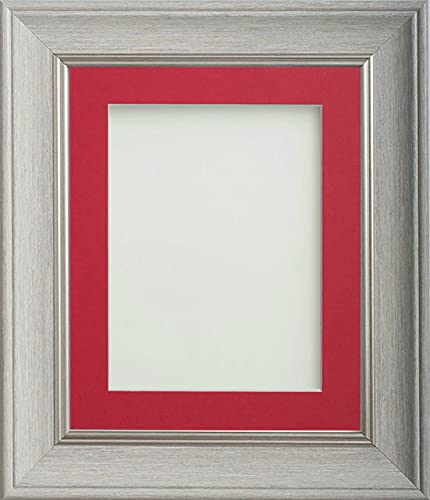 Frame Company Drummond Pale Grey Photo Frame, Red Mount, 9x7 for 7x5 inch, fitted with perspex
