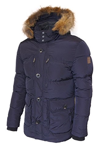 Milestone Herren Winterjacke Parka in blau Gr.50 Echt Fell