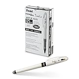 Pentel EnerGel Tradio Pearl Liquid Gel Pen, 0.5mm, Fine Line Capped, Needle Tip, Black Ink, Box of 12 (BLN115W-A)