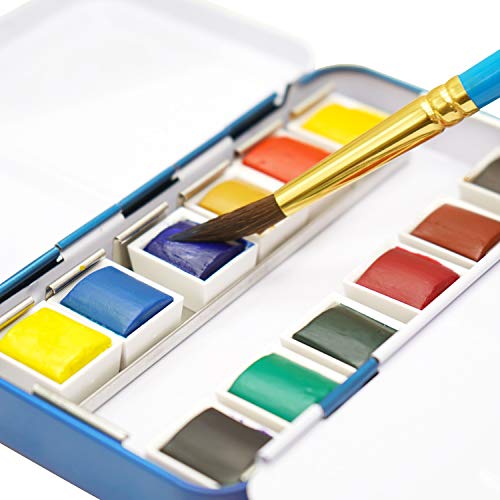 PHOENIX Artist Grade Watercolor Paint Set Half Pan 12 Colors Non