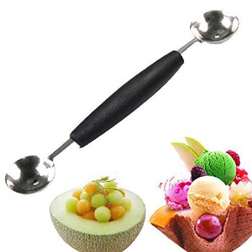 Ligntean Cook Sorbet Ice Cream Melon Scoop Double-end Fruit Spoon