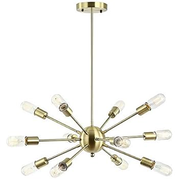 bokt starburst chandelier industrial light sputnik fixture brushed bronze pendant mid century lighting modern kitchen living