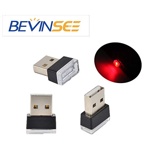 Bevinsee Mini USB Light Plug-In 5V Lamp Interior Atmosphere Ambient Lighting Kit for cars,bedroom,computer,laptop,power bank,usb hub,Red,3pcs - Thumbnail 7