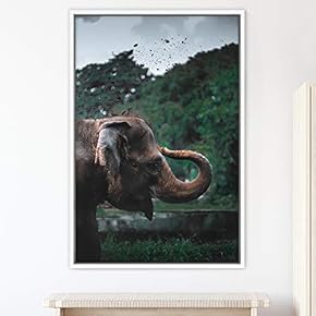 signwin Framed Canvas Wall Art Elephants Animals Dramatic...