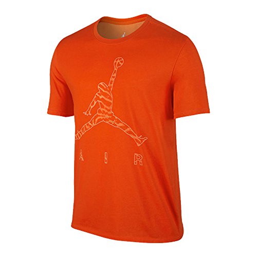 Nike Men's Air Jordan Burnout Uomo Orange Crewneck Dri-Fit T-Shirt (Medium)