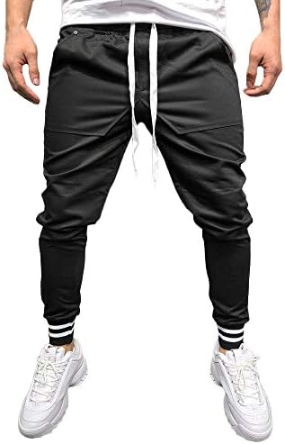 Amiley Men Sweatpants,Men's Casual Joggers Pants Drawstring Waistband Closed Stripe Bottom Sweatpants