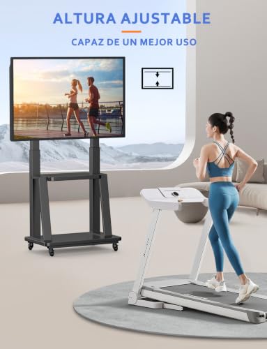 SHTUMEC Soporte de TV Móvil con Ruedas para 50 55 60 65 70 75 Pulgadas,Carrito TV Universal de Suelo con Altura Ajustable,Soporte de Piso VESA 200x200-600x400 mm,Base de Pantalla Móvil 32-80 Pulgadas
