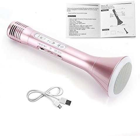 Portable Home Wireless KTV Karaoke Microphones for Music Playing and Singing Anytime, 3-in-1 Bluetooth Karaoke Machine KTV Microphone with Speaker for iPhone Android Smartphone Or Pc (Rose Gold)