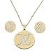 Think Positive Women's Stainless Steel Fashion Jewelry Sets Shell Pendant Chain Necklace Earrings Gold Plating