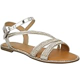 Fashion Thirsty Womens Flat Diamante Summer Sandals Strappy Beach Gladiator Shoes Size USA 7