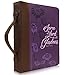 Office Werks Purple Stylish Bible Cover - Psalm 100:2 - Premium Leather Bible Case - Large Size Fits up to 10.5 x 7.5 x 2.25 Inches - Perfect Gift for Women