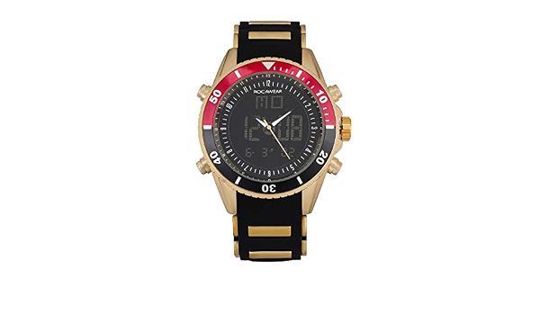 Rocawear Mens Quartz Black/Gold Anadigi 