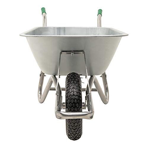 STIER Schubkarre, 100l Muldenvolumen, 120kg Tragkraft, mit Luftbereifung, vollverzinkt, rutschhemmende Griffe – Bild 4