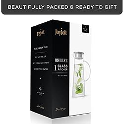 JoyJolt Glass Pitcher with Lid - 50oz Glass Water