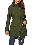 UUANG Rain Jacket Women Waterproof with Hood Outdoor Raincoat Active Lightweight Jacket S-2XL