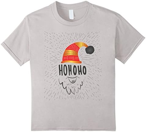 Kids Ho Ho Ho Merry Christmas Santa Claus Funny Ugly TShirt. 6 Silver