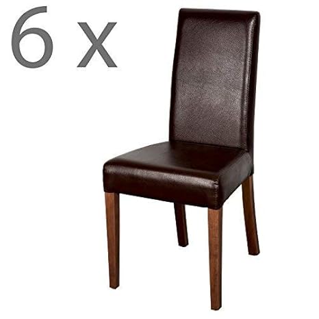 Schwarzwald Massivholz 6-er Set Esszimmerstuhl ST22 Buche, 54 x 47 x 98 cm, nussbaum/braun