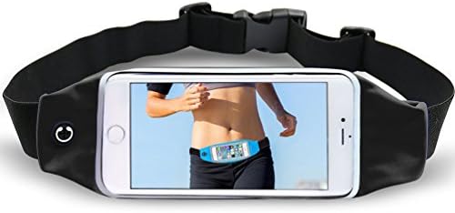 WOOZU Running Belt Waist Pack Bag with Zipper, Universal Sport Running Waist Belt with Clear Touchscreen for iPhone 5/5s, 6,6s, Ipod touch 5 galaxy S3/S4/S5,HTCM8,LG,More Devices Under 4.7 Inch ,Black