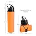 Collapsible Water Bottle, YUANFENG 20oz BPA-Free Leak-Proof Lightweight Silicone Sports Travel Camping Water Bottles (Orange)