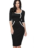 Miusol Women's Navy Style Contrast Short Sleeve Slim Bodycon Pencil Dress