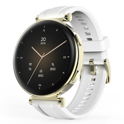 Hama Smartwatch (AMOLED Farbdisplay 1,32“, Telefonfunktion, IP68 +3ATM, Whatsapp, Emails, Sprachassistent, Schlaftracker, 110 Sportmodi, Schrittzähler, Pulsmesser, Kalorien, Zyklusprotokoll etc) weiß