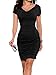 Blooming Jelly Women's Stretch Ruched Bodycon Midi Dress Party, Size X-Large, Black
